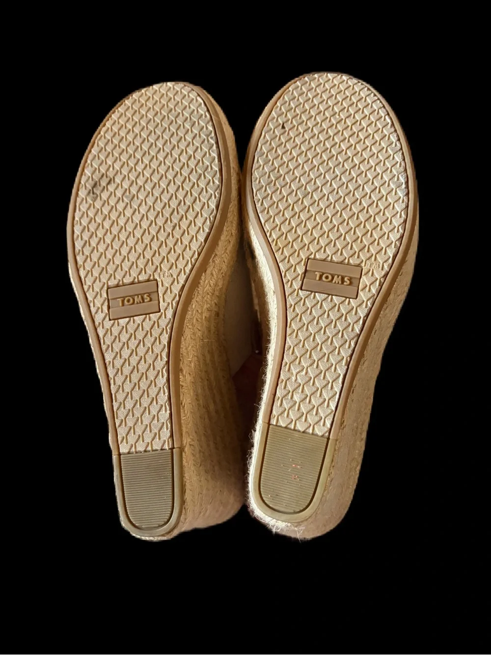 TOMS Espadrille Platform Wedge Slingback Sandals Natural Canvas Size 9